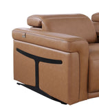 Chestnut Italian Leather Power Reclining U Shaped Twelve Piece Sectional With Console