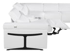 White Italian Leather Power Reclining U Shaped Eight Piece Sectional With Console