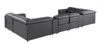 Dark Gray Italian Leather Power Reclining U Shaped Eight Piece Sectional With Console