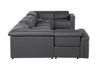Dark Gray Italian Leather Power Reclining U Shaped Eight Piece Sectional With Console