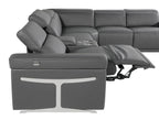 Dark Gray Italian Leather Power Reclining U Shaped Eight Piece Sectional With Console