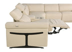 Beige Italian Leather Power Reclining U Shaped Eight Piece Sectional With Console