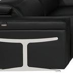Black Italian Leather Power Reclining U Shaped Eight Piece Sectional With Console