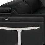 Black Italian Leather Power Reclining U Shaped Eight Piece Sectional With Console