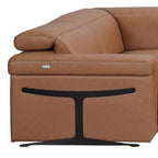 Chestnut Italian Leather Power Reclining U Shaped Eight Piece Sectional With Console