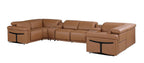 Chestnut Italian Leather Power Reclining U Shaped Eight Piece Sectional With Console