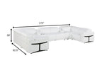 White Italian Leather Power Reclining U Shaped Eight Piece Corner Sectional With Console