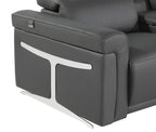 Dark Gray Italian Leather Power Reclining U Shaped Eight Piece Corner Sectional With Console