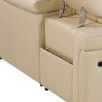 Beige Italian Leather Power Reclining U Shaped Eight Piece Corner Sectional With Console