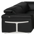 Black Italian Leather Power Reclining U Shaped Eight Piece Corner Sectional With Console