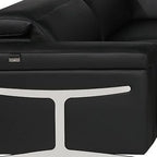 Black Italian Leather Power Reclining U Shaped Eight Piece Corner Sectional With Console