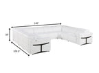 White Italian Leather Power Reclining U Shaped Eight Piece Corner Sectional With Console