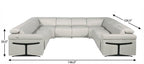 Light Gray Italian Leather Power Reclining U Shaped Eight Piece Corner Sectional With Console