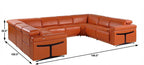 Camel Italian Leather Power Reclining U Shaped Eight Piece Corner Sectional With Console