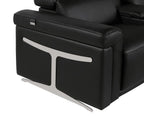 Black Italian Leather Power Reclining U Shaped Eight Piece Corner Sectional With Console