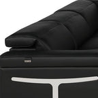 Black Italian Leather Power Reclining U Shaped Eight Piece Corner Sectional With Console