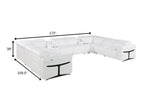 White Italian Leather Power Reclining U Shaped Ten Piece Corner Sectional With Console