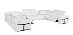 White Italian Leather Power Reclining U Shaped Ten Piece Corner Sectional With Console