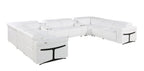 White Italian Leather Power Reclining U Shaped Ten Piece Corner Sectional With Console