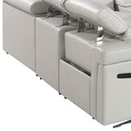Light Gray Italian Leather Power Reclining U Shaped Ten Piece Corner Sectional With Console