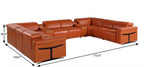 Camel Italian Leather Power Reclining U Shaped Ten Piece Corner Sectional With Console