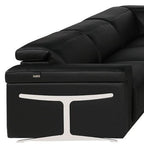 Black Italian Leather Power Reclining U Shaped Ten Piece Corner Sectional With Console