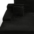 82" Black Corduroy Modular Sofa Chaise And Toss Pillows