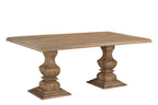 Seven Piece Brown Solid Wood Dining Set with Six Chairs