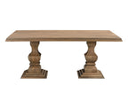 Seven Piece Brown Solid Wood Dining Set with Six Chairs