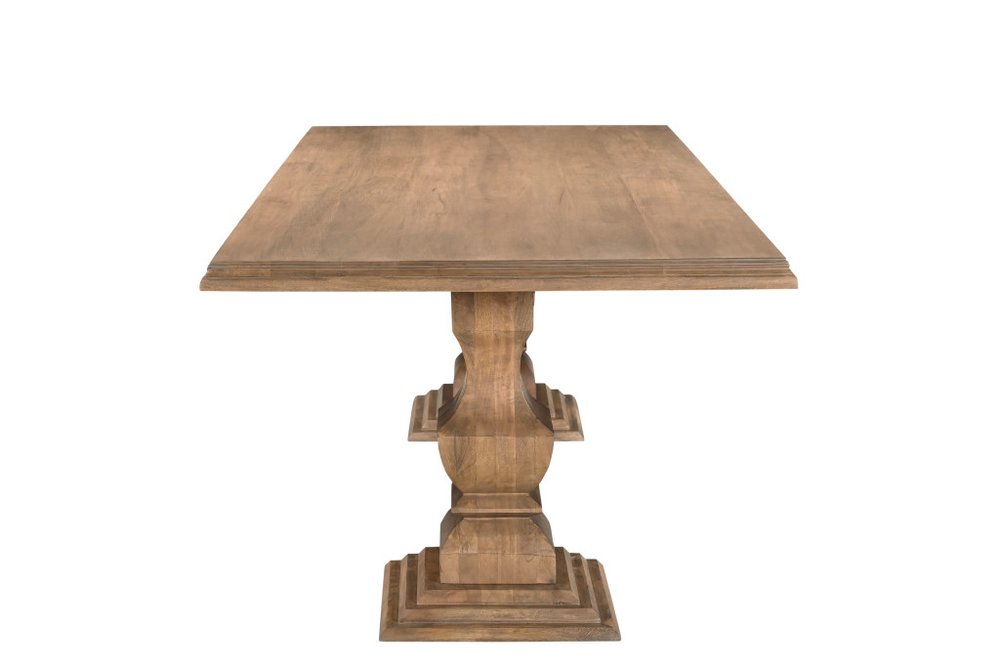 Seven Piece Brown Solid Wood Dining Set with Six Chairs