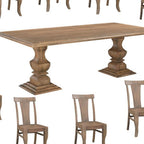 11 Piece Brown Solid Wood Dining Set with 10