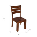 Seven Piece Brown Solid Wood Dining Set with Six Chairs