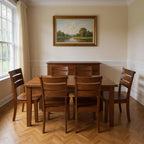 Seven Piece Brown Solid Wood Dining Set with Six Chairs