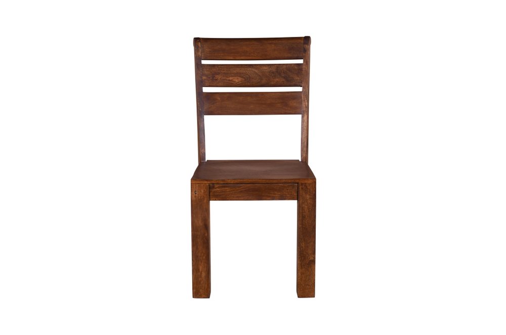 Seven Piece Brown Solid Wood Dining Set with Six Chairs