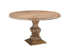 Seven Piece Brown Round Solid Wood Dining Set with Six Chairs