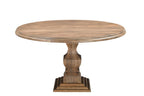 Seven Piece Brown Round Solid Wood Dining Set with Six Chairs