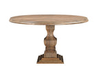 Seven Piece Brown Round Solid Wood Dining Set with Six Chairs
