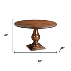 Five Piece Brown Round Solid Wood Dining Set with Four Chairs