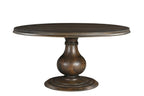 Five Piece Brown Round Solid Wood Dining Set with Four Chairs