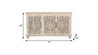 72" White Solid Wood Carved Floral Sideboard With Three Doors