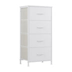 18" White Fabric Wood and Metal Four Drawer Lingerie Chest