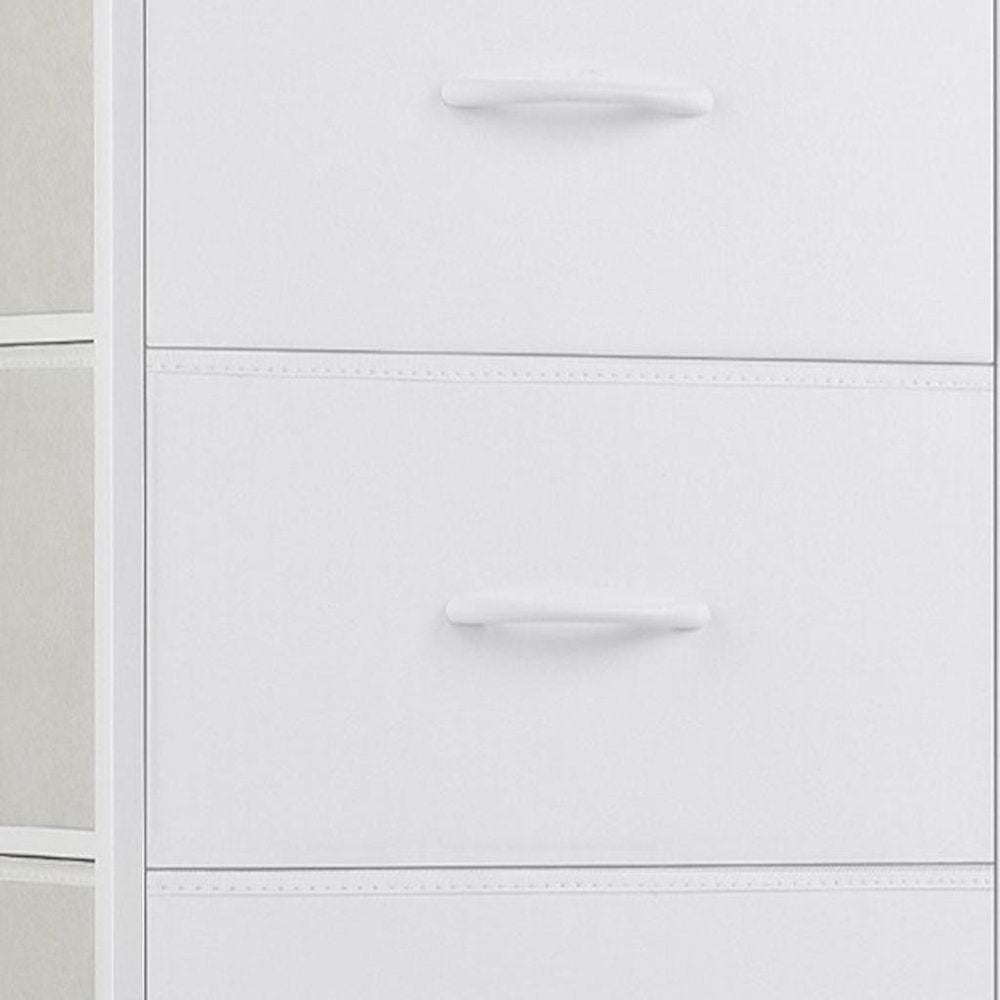 18" White Fabric Wood and Metal Four Drawer Lingerie Chest