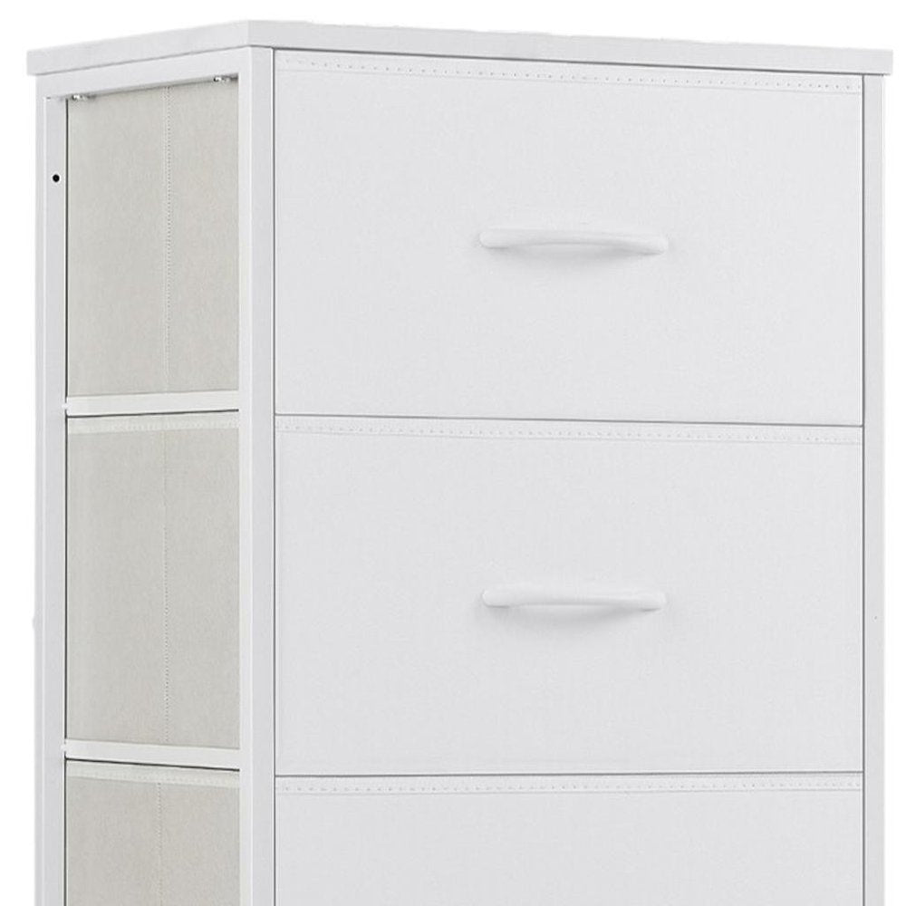18" White Fabric Wood and Metal Four Drawer Lingerie Chest