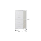 18" White Fabric Wood and Metal Four Drawer Lingerie Chest