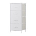 18" White Fabric Wood and Metal Four Drawer Lingerie Chest