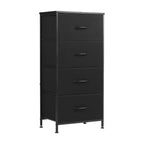 18" Black Fabric Wood and Metal Four Drawer Lingerie Chest