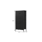 18" Black Fabric Wood and Metal Four Drawer Lingerie Chest