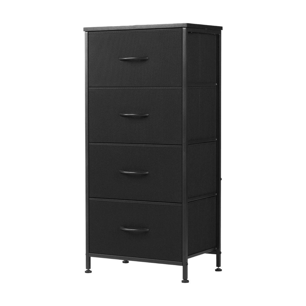 18" Black Fabric Wood and Metal Four Drawer Lingerie Chest