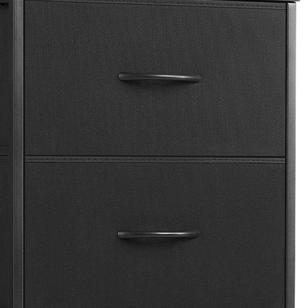 18" Black Fabric Wood and Metal Four Drawer Lingerie Chest