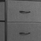 18" Black And Gray Fabric Wood And Metal Four Drawer Dresser